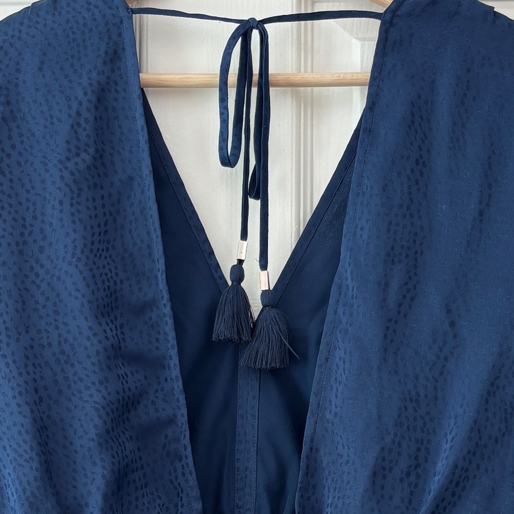 lovestitch Becca Split Sleeve Bohemian Mini Dress - Navy Blue Size M - Picture 9 of 11